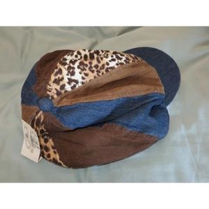 NWT The Children’s Place Denim & Leopard Girls Hat Size 3/4 Toddler